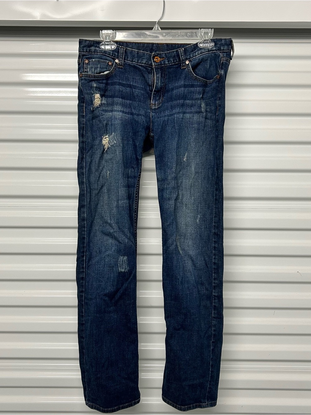Simply Vera Vera Wang Dark Blue Distressed Straight-Leg Jeans